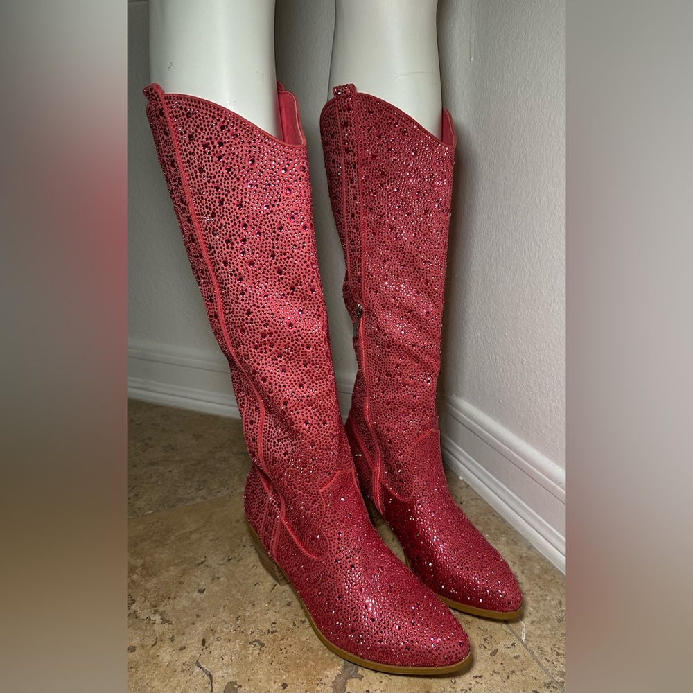 Brand new 💖 Pink Rhinestone Knee High Cowgirl Boots 🤠